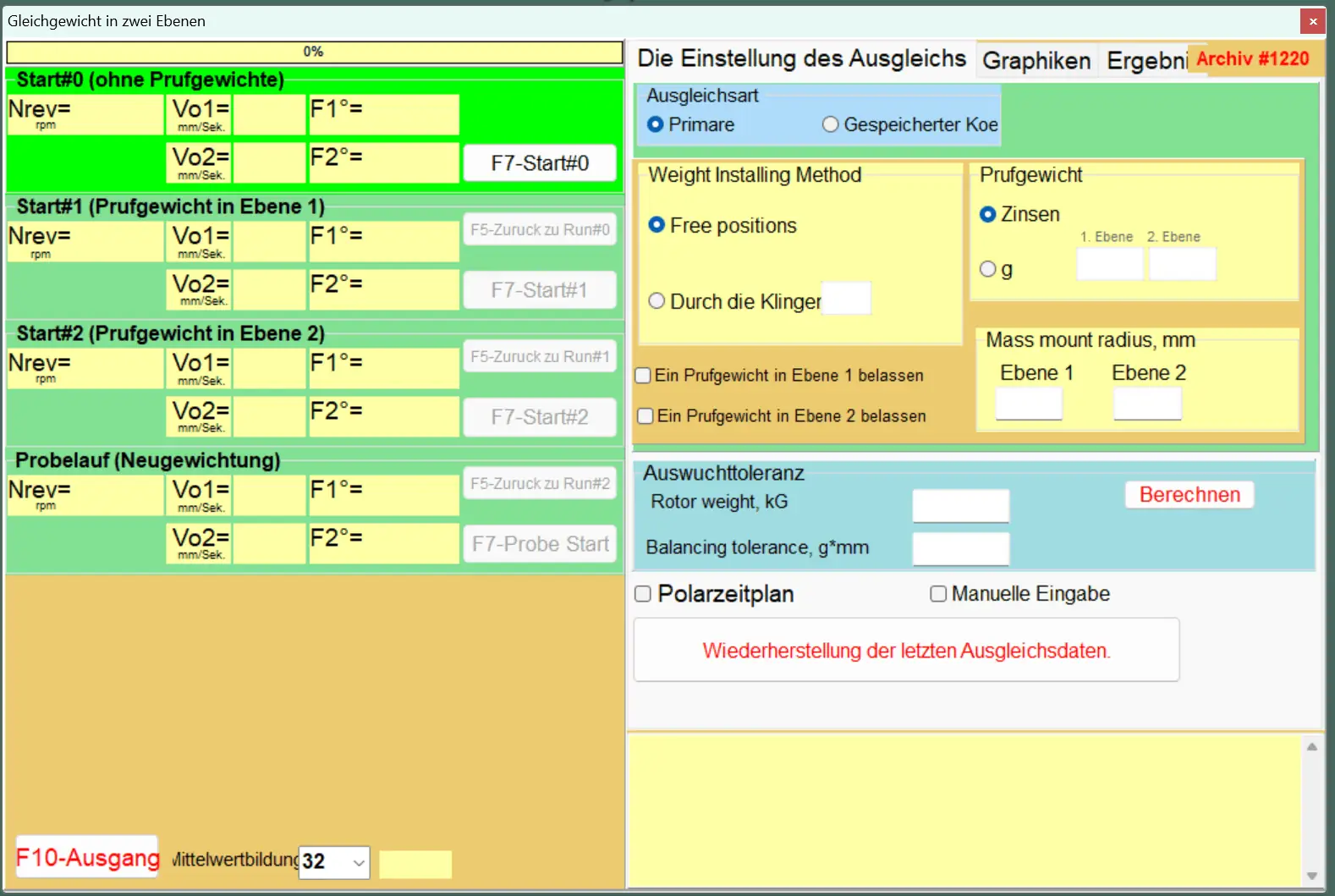 Pantalla de introducción de datos de la calculadora de tolerancia ISO 1940 en el software del Balanset-1A.